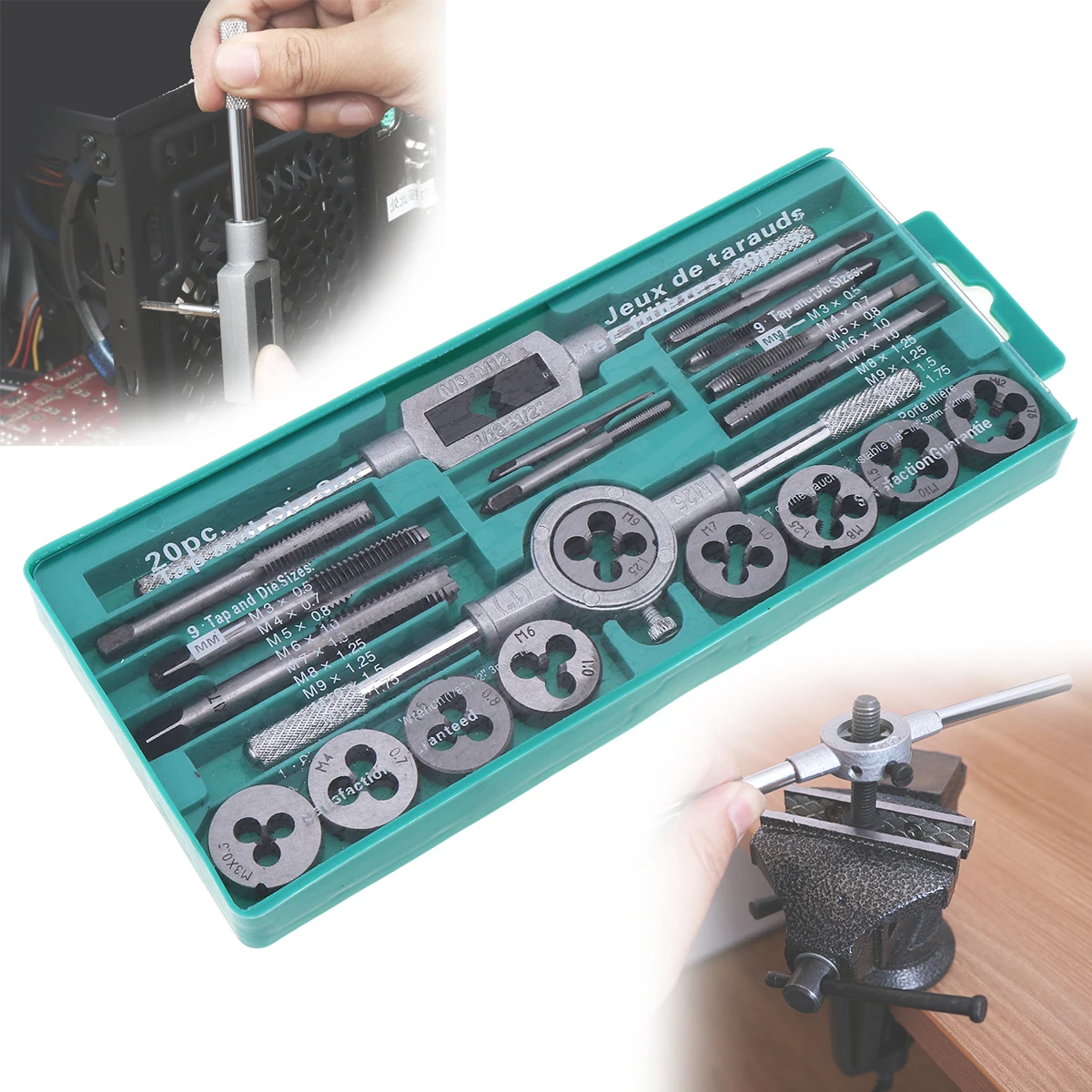 

20pcs/set Tap & Die Set 1/16-1/2 Inch NC Screw Thread Plugs Taps Alloy Steel Hand Screw Taps