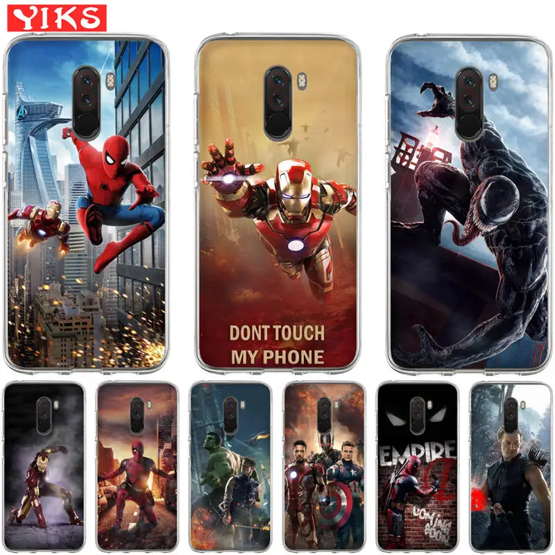 

For Xiaomi Redmi 4X Mi 6 8 A1 5X 6X A2 Lite Note 7 3 4 4X 5A 5 6 Plus Pro Prime Pocophone F1 Marvel hero Case Cover Coque Etui