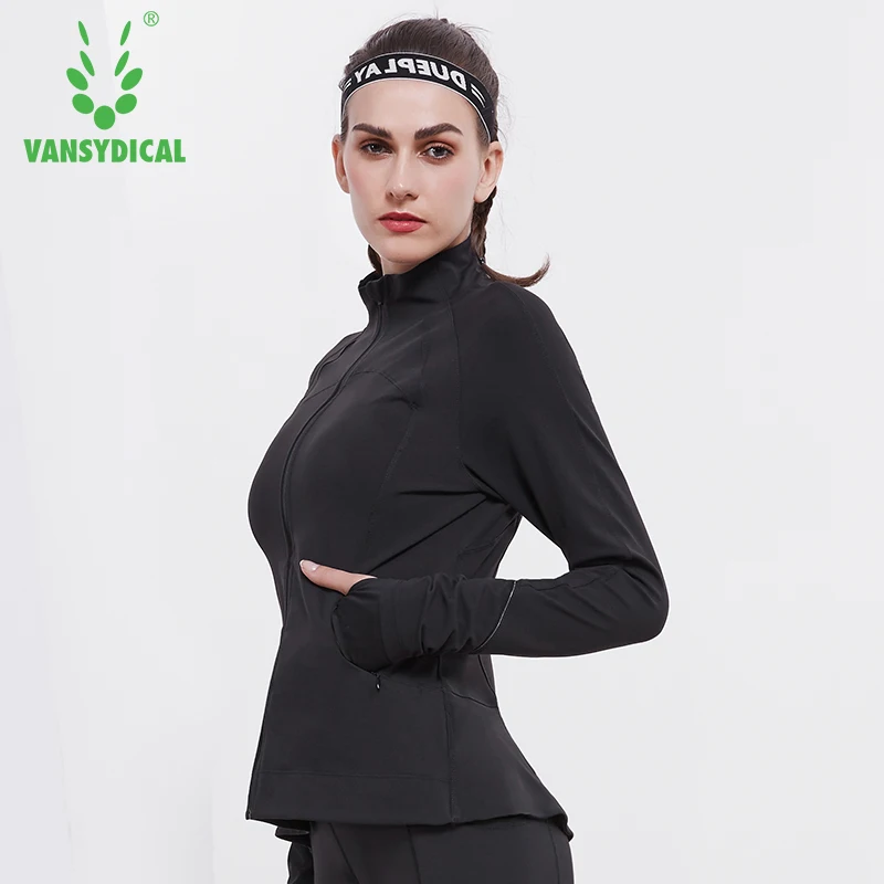 Vansydical Womens Yoga Shirt Long Sleeve Sports Running Yoga Jackets