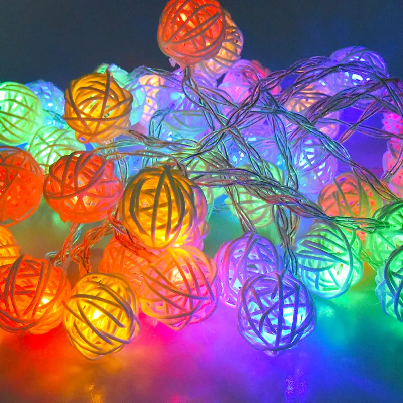AmmToo Luminaria Led Rattan Balls Fairy String Decorative Lights