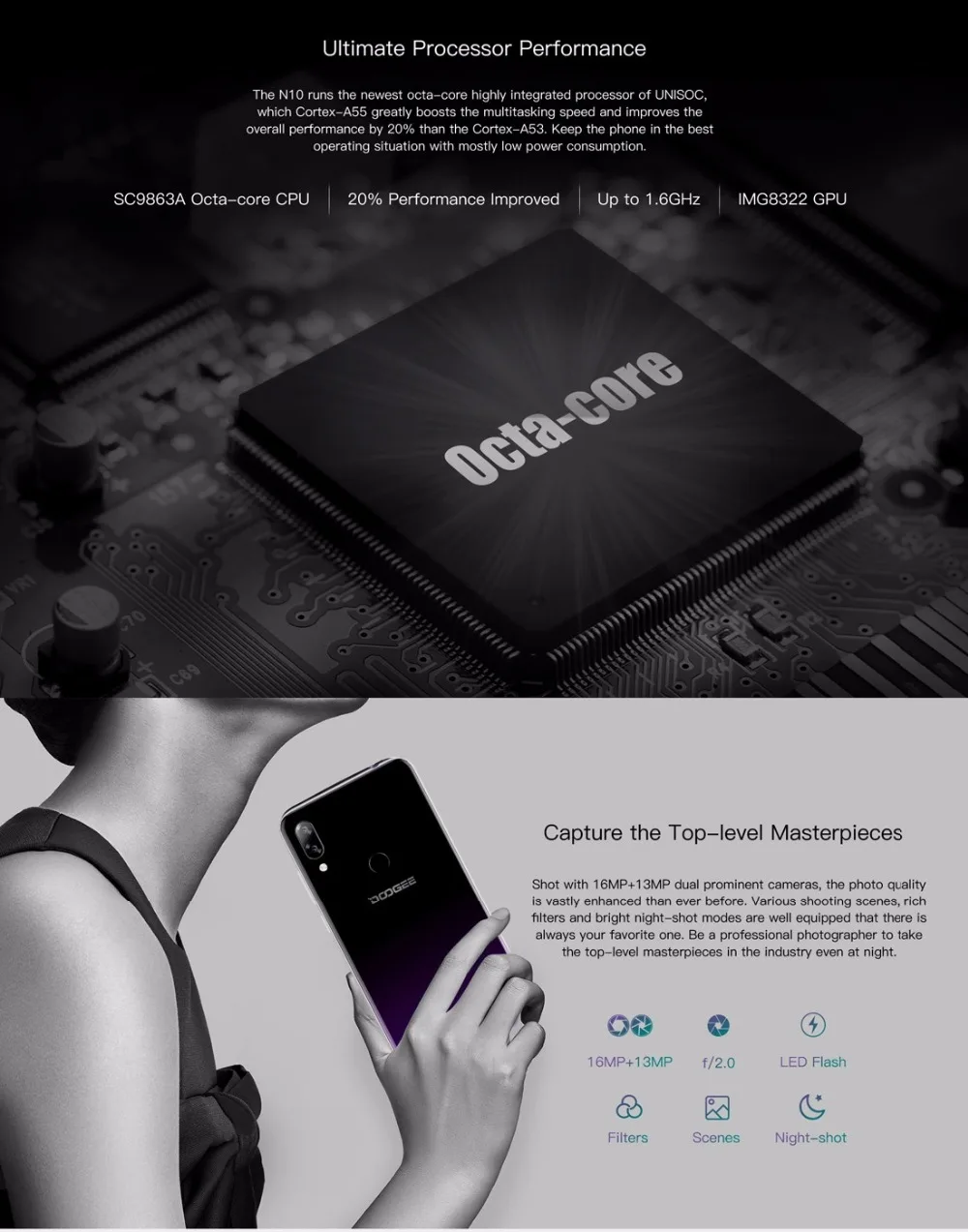  DOOGEE N10 Mobile Phone 16.0MP Front Camera 3360mAh Android 8.1 4G LTE Octa-Core 3GB RAM 32GB ROM 5 - 32998499633