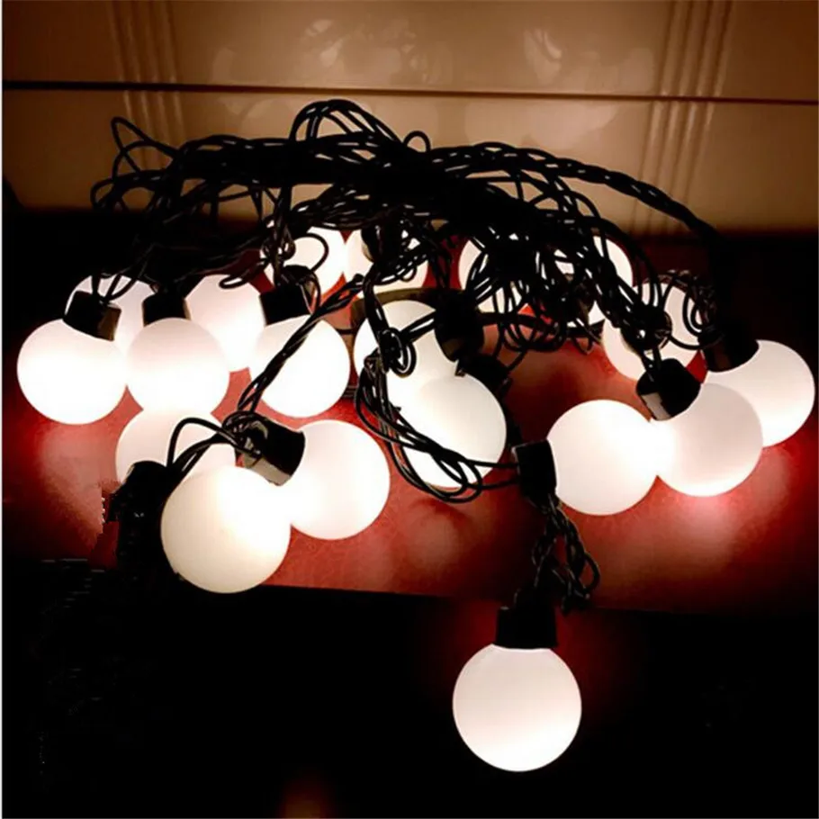 

2017 New Outdoor lighting 4cm big size LED Ball string lamps Black wire Christmas Lights fairy wedding garden pendant garland