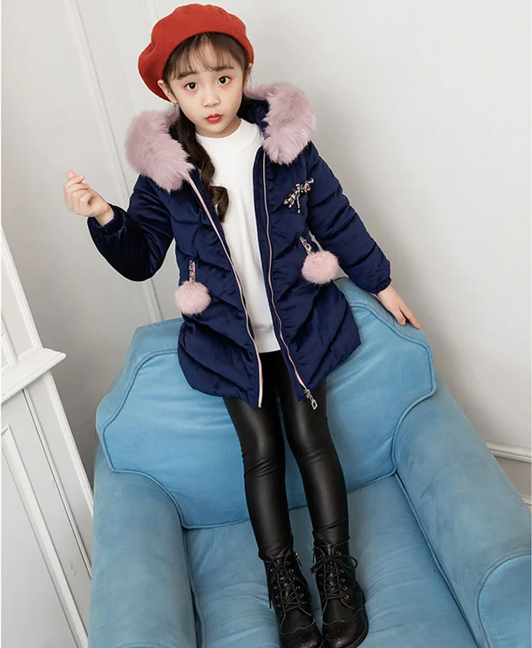 Jaqueta de Inverno das Crianças para Meninas de Pele com Capuz Nova Qualidade Engrossar Veludo Meninas Moda Jaquetas Outerwear 3-12yrs 2020 Boa 21 pele com capuz veludo meninas moda jaquetas outerwear 3-12yrs