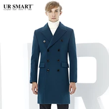URSMART тканевое пальто, двубортное Новое мужское шерстяное пальто, шерстяное пальто, qiu dong, куртка для молодых мужчин