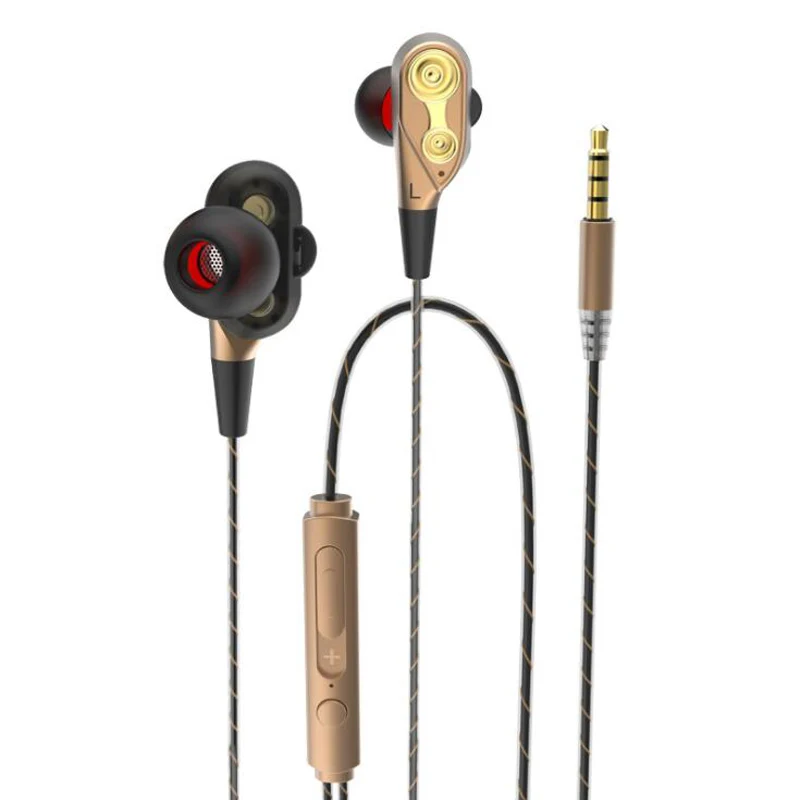 Super Bass Wired Earphone Dual Dynamic Earbud Stereo Sound Headset with Mic 3 5mm Jack for xiaomi Sony LG Hifi Sports Earphones