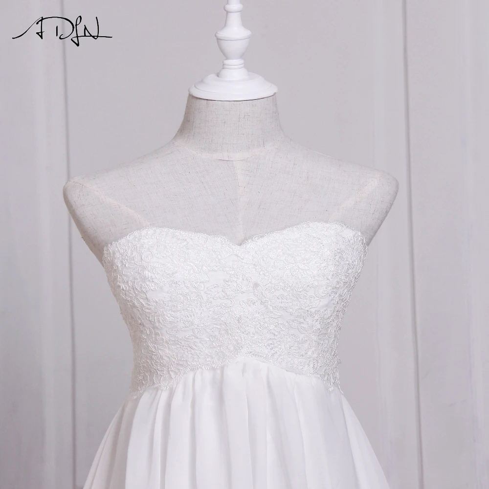 ADLN In Stock White / Ivory Chiffon Beach Wedding Dresses Vestido De Noiva Sweetheart A-line Bridal Gowns with Zipper Back 7
