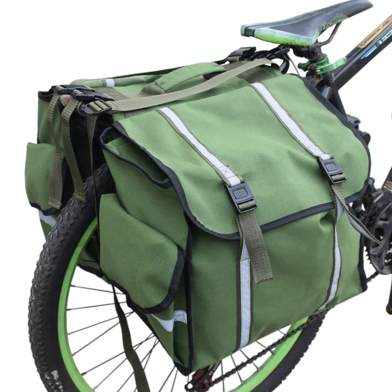 Cheap Outdoor Mountain Road Bicycle Bags Waterproof Canvas Cycling Double Side Rear Rack Tail Seat Pannier Pack Carrier 1