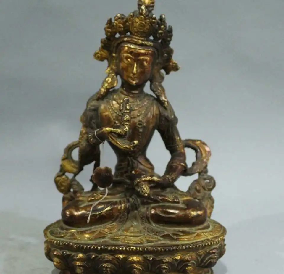

old Tibet Buddhism fane Bronze Gilt Vajrasattva Kwan-Yin Bodhisattva Buddha