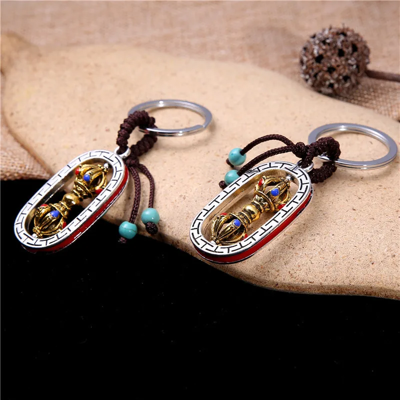 

NEIPO Buddhist Nepalese Jewelry Key Chain Keys Accessories Men's Car Key Ring Buddha Instrument Vajra Prayer Chakra Keychain