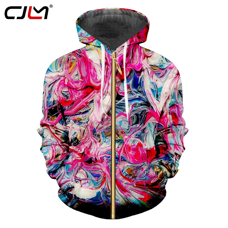 

CJLM Stylish Cozy Loose Man Zip Hoodies 3D Full Printed Colorful Vortex Men's Zipper Tops Unisex Oversized Clothes Wholesale
