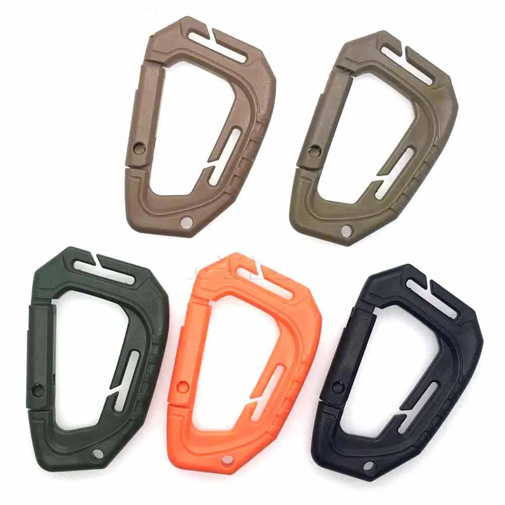 

10pcs/pack D Shape 200LB Plastic Snap Clip Carabiner Mountaineering Buckle Outdoor Hanging Keychain Hook Climbing Accessories