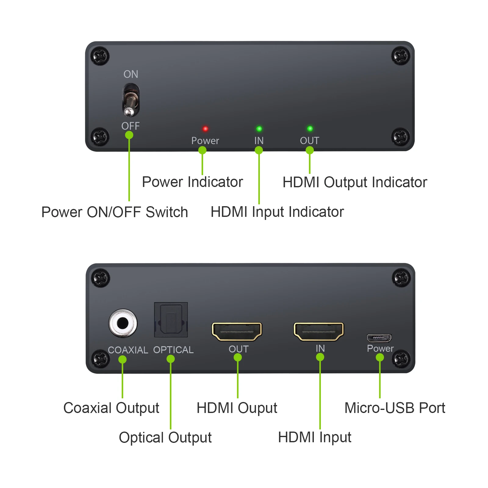  Proster 4K 3D HDMI Audio Extractor HDMI to HDMI Optical TOSLINK SPDIF + Coaxial Audio Converter HDM
