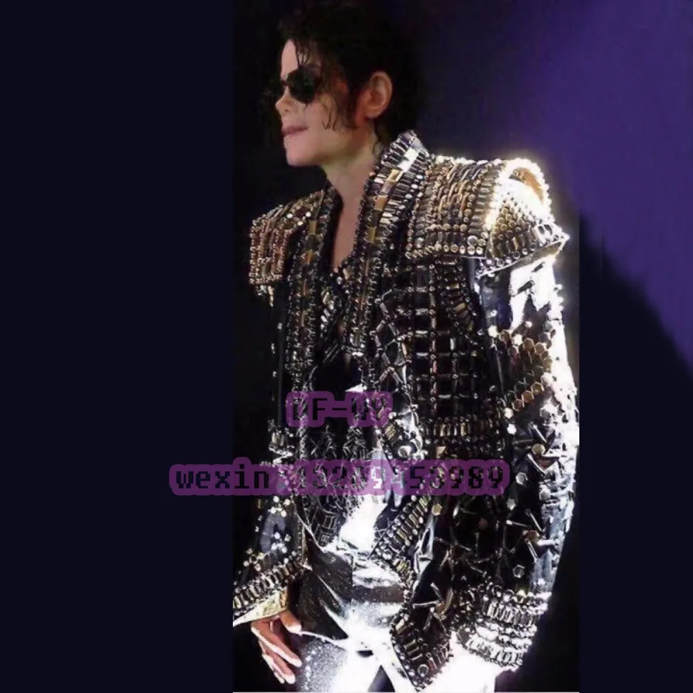 

Michael Jackson rivet punk leather jacket is suitable for a particular bar nightclub stage performance clothing male singer male