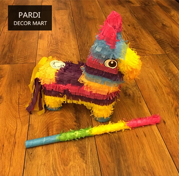 Маленький Радужный Ослик Pinata для детской вечеринки на день рождения, вечерние реквизиты