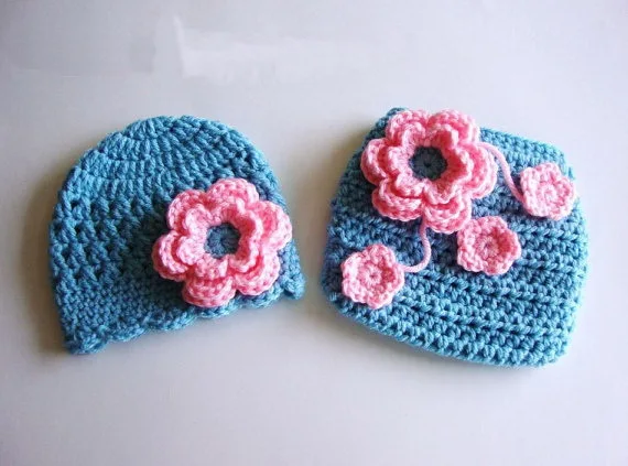 Детская шапочка с подгузниками, синяя/светло-розовая Цветочная детская вязаная шапочка набор трусиков для новорожденных