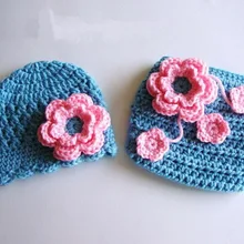 Детская шапочка с подгузниками, синяя/светло-розовая Цветочная детская вязаная шапочка набор трусиков для новорожденных