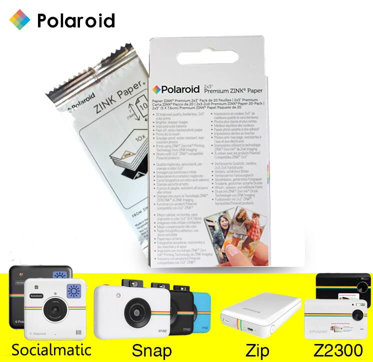 20 шт. Премиум ZINK Zero Ink paper Z2X350 для мгновенной фотосъемки Polaroid Z2300 Snap touch/Zip/Socialmatic/2x3