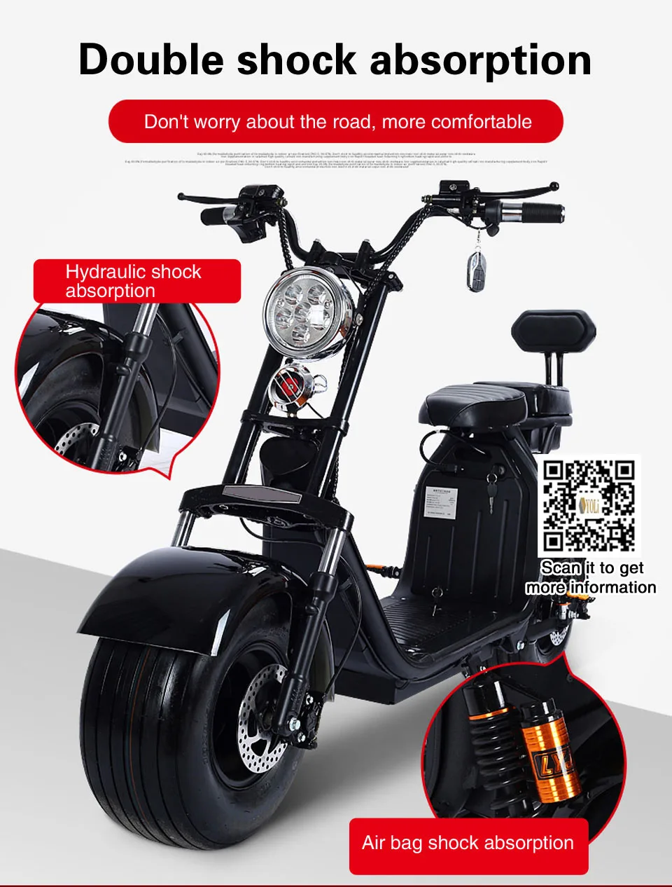 Clearance 9.5 inch vaccunm Fat tire electric bicycle  bike 1500W motor front and rear suspension 40km 5