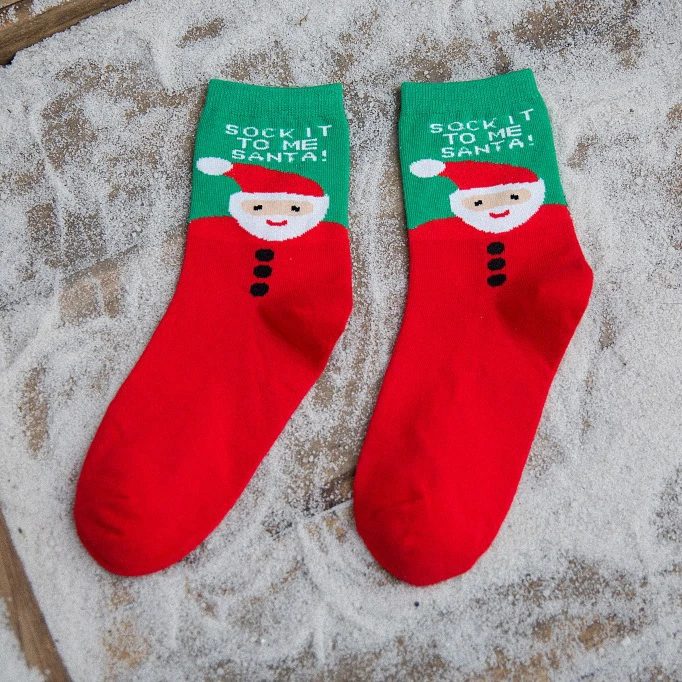 Рождественские носки, подарок на год, Осень-зима, женские красные подарочные коробки, милые Мультяшные хлопковые носки, женские прямые носки, 5 пар/кор