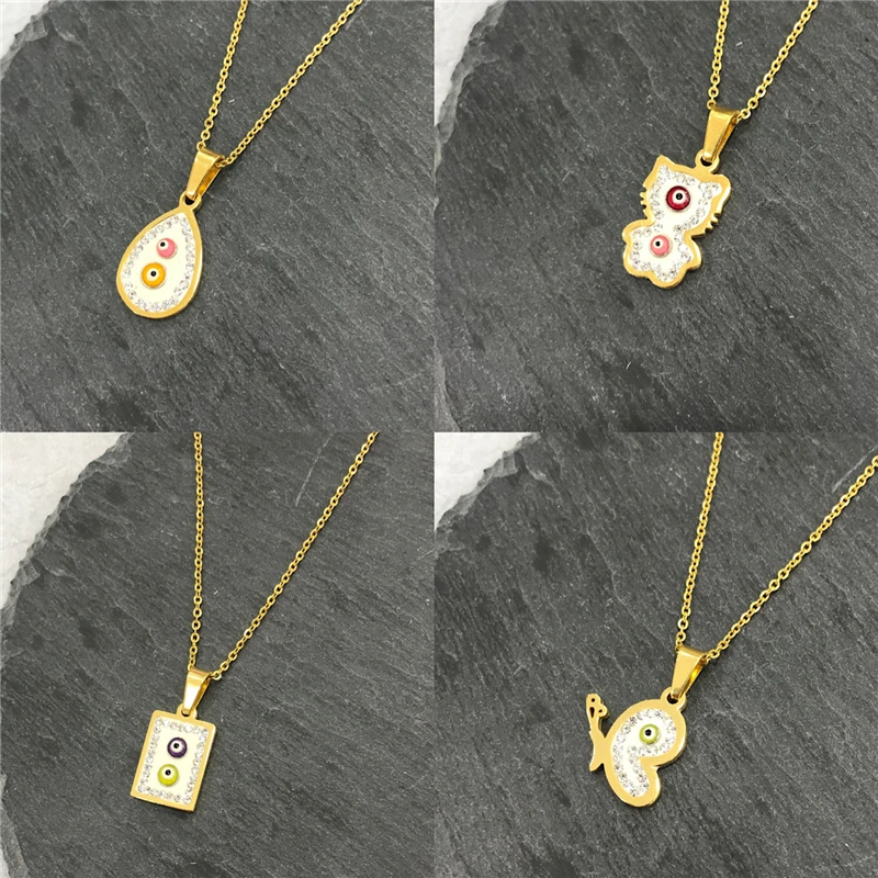 

NEW Gold color Choker Fashion Crystal Evil Eye Pendant Necklace Heart Animal Bohemian Jewelry for Women Party Christmas Gift
