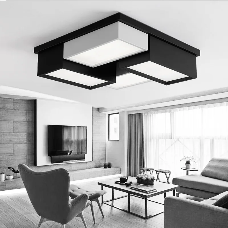 

saving special-shaped ceiling lamp black and white double color joint living room bedroom lamp designer lighting 7015