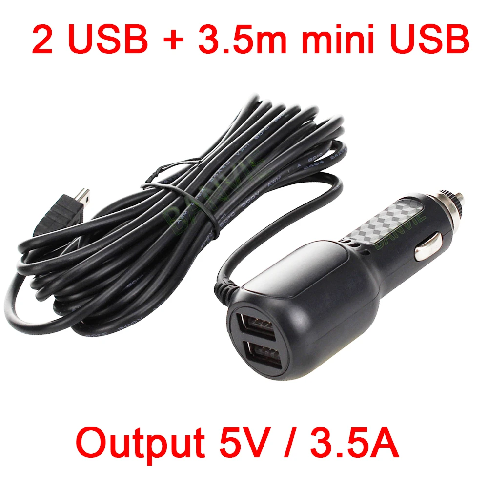 5V 3.5A Dual Mini USB Ports Dash Cam 