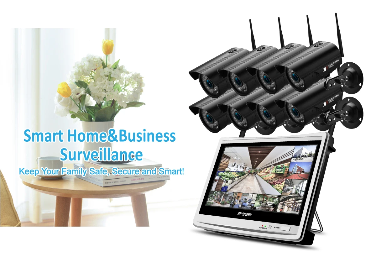 Einnov 1" lcd NVR CCTV 2MP домашняя беспроводная камера безопасности 8CH наружная Wifi камера видеонаблюдения Wi-Fi P2P Водонепроницаемая