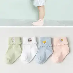4 пар/лот Симпатичные для маленьких девочек носки для новорожденных из хлопка с героями мультфильмов дышащий пол тонкие лодыжки мягкие