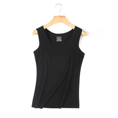 Summer Cool Tank Top Women Fitness Modal Soft Vest No Trace Cutting Bustier Tops Sexy Debardeur Female Base Shirt 4xl Black Tees - Цвет: Черный