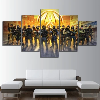 

5 Piece CS Game Poster Counter Striker Global Offensive Canvas Paintings Fantasy Wall Art for Home Decor