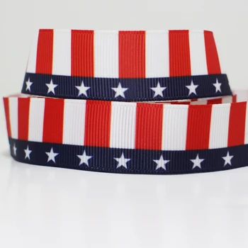 

50yards 7/8" 1" 1.5" 2" 3" 22mm 25mm 38mm 50mm 75mm Independence Day printed grosgrain ribbon party decoration DIY material