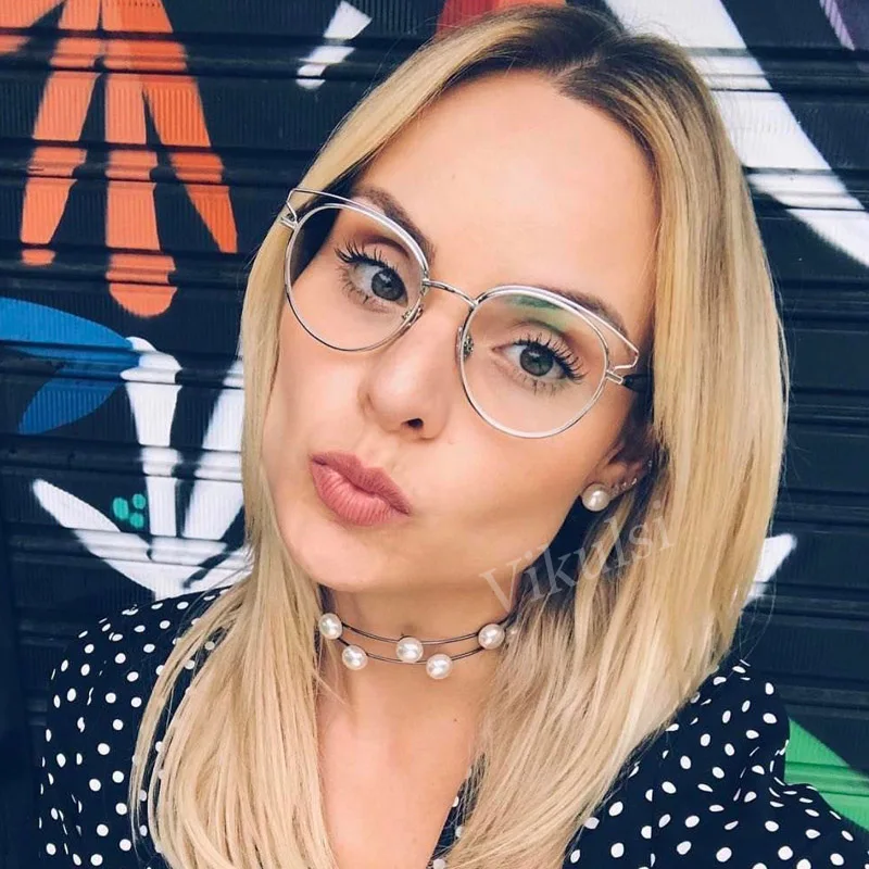 

Cat Eye Clear Lens Glasses Women Spectacle Men Gold Frame Rimmed Optical Eyewear Frame Male Clear Glasses Transparent Eyeglasses