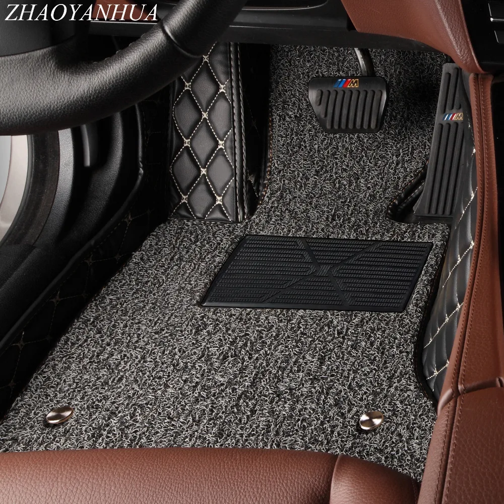 

ZHAOYANHUA Car floor mats Case for Audi A3 A4 A6 A7 A8 Q3 Q5 Q7 TT 5D Waterproof car-styling leather Anti-slip carpet liners