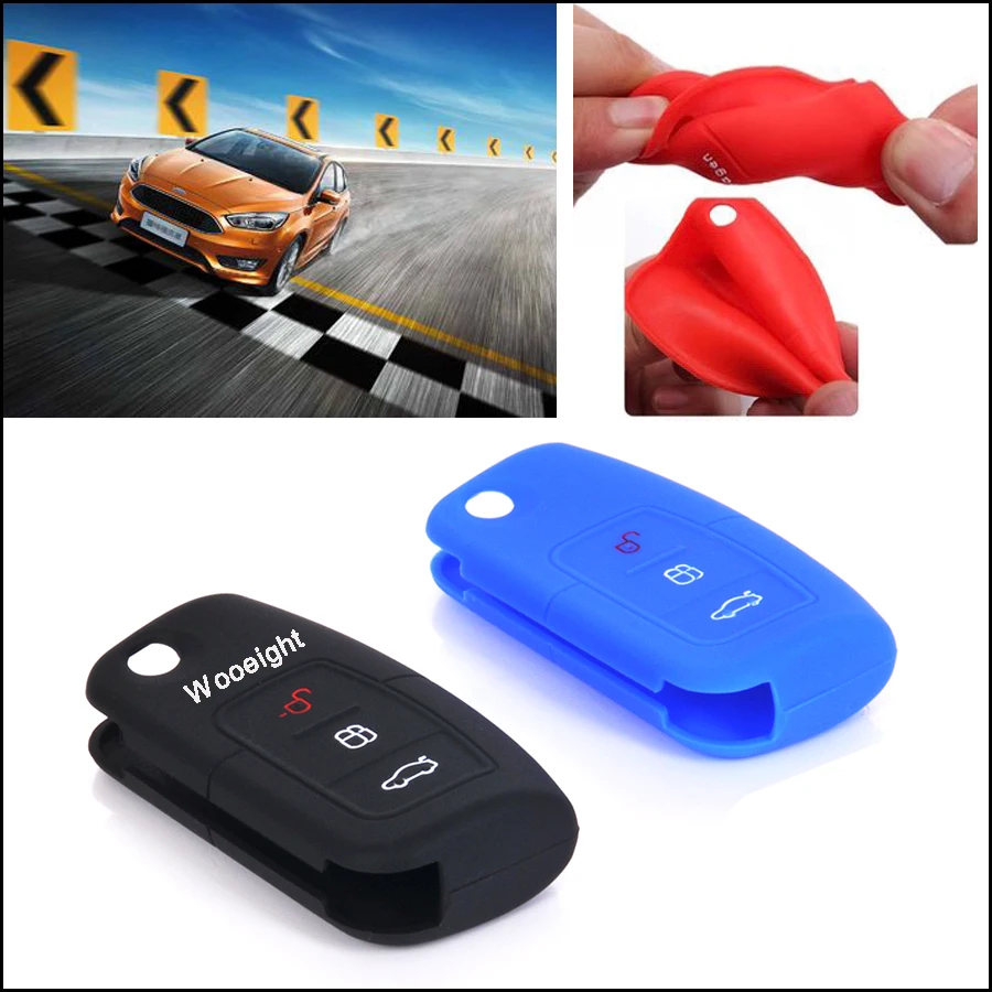 

3 Buttons Silicone Car Remote Key Cover FOB Case Shell For Ford Fiesta Focus MK2 Mondeo Kuga Galaxy C-Max S-Max 2005 - 2012