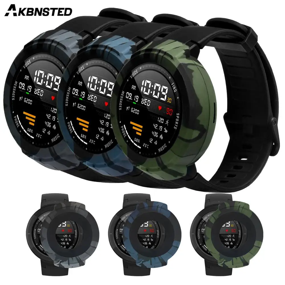 

AKBNSTED Camouflage Silicone Protective Case For Xiaomi Huami Amazfit Verge Smart Watch Replacement Watch Case Cover Accessories