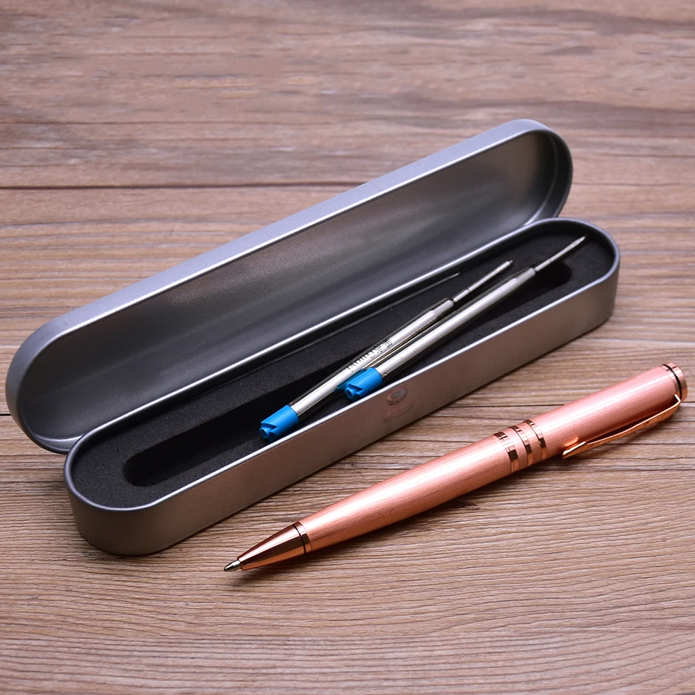 CCCAGYA Роскошная розовая золотая металлическая шариковая ручка 0,7 мм ручка для офисов и школ синяя и черная вращающаяся заправка QA9