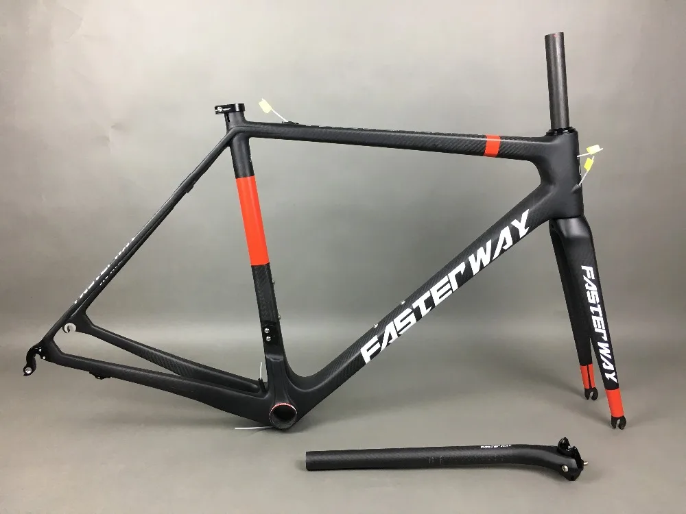 Clearance classic design FASTERWAY PRO full black with no logo carbon road bike frameset:carbon Frame+Seatpost+Fork+Clamp+Headset,free ems 82