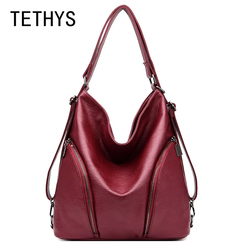 

Tethys Retro Women Handbags Multifuction Leather Bags Women Large Capacity Tote Bags Designer for Female Shoulder Crossbody Sac