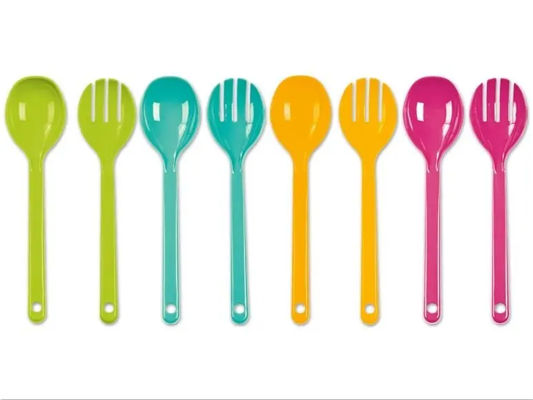 2 piece Cutlery Set Plastic Salad Serving Set Multicolored Spoon and