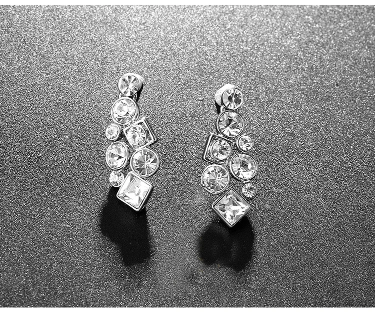 Simples Cristal Bridal Conjuntos de Jóias de Cor Prata de Strass Colar Brincos Conjuntos para Mulheres Acessórios Do Casamento (3)
