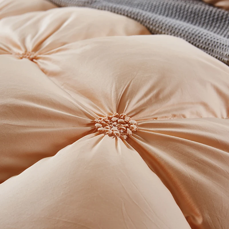 Золотое, однотонное, 3D, теплое одеяло для близнецов, королевы, королевского размера, стеганое одеяло, хлопок, утиный гусиный пух, наполнитель, одеяло, одеяло