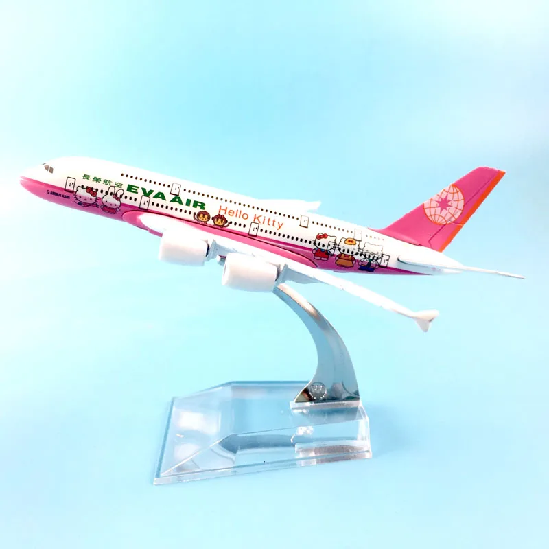 

16CM AIRLINES PINK A380 HELLO KITTY AIRCRAFT MODEL MODEL PLANE SIMULATION 16 ALLOY CHRISTMAS TOYS GIFT KIDS