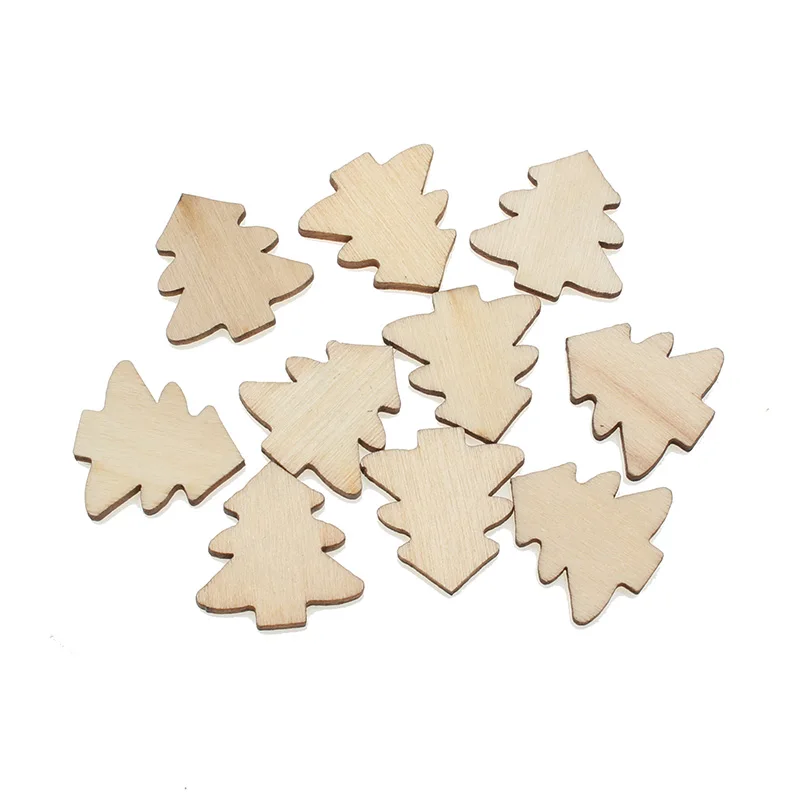 

100pcs Woody Tree Wood Craft Embellishments MDF Wooden Cutout Flatback Scrapbooking for Cardmaking DIY Wedding Decoration