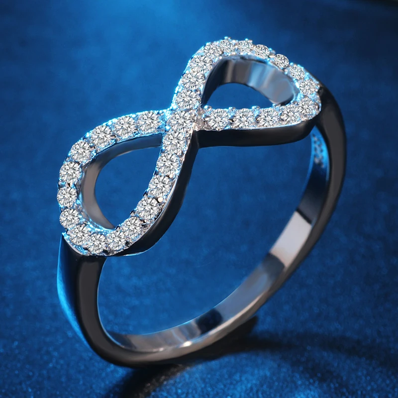 YANHUI кольцо вечности 925 пробы Серебряное Бесконечное Кольцо талисманы лучший друг подарок бесконечный символ любви модные кольца для женщин R023