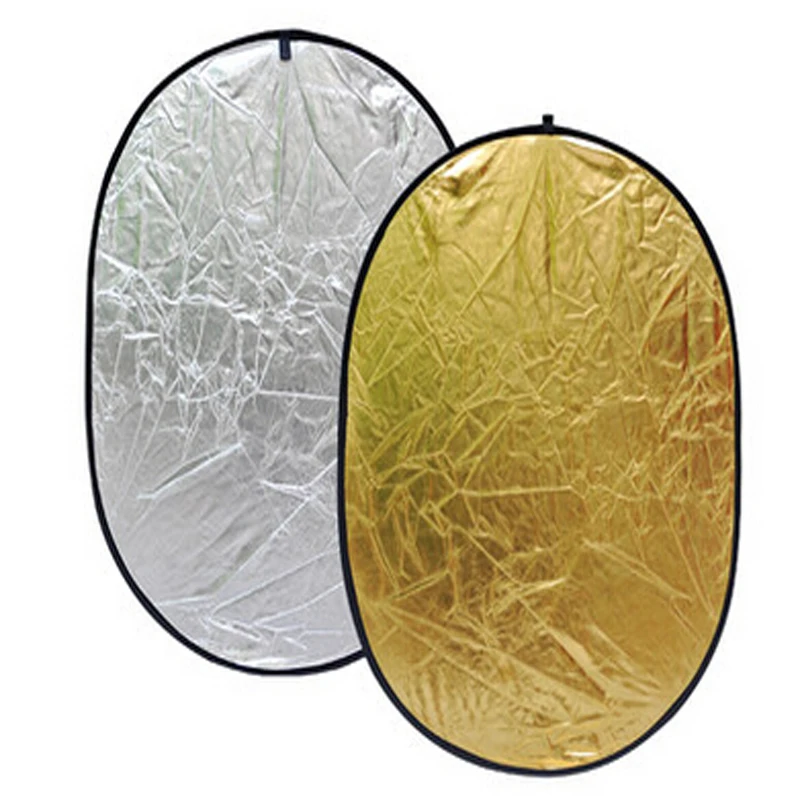

2in1 60*90CM Gold and Silver Portable Collapsible Photography Reflector Disc Light Diffuser for Photo Studio Lighting shooting