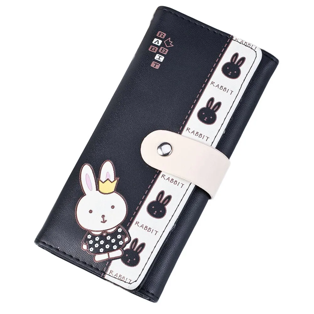 

Fashion Cut Wallet Women Artificial Leather Rabbit Pattern Hasp Coin Purse Casual Female Long Wallet Card Holders Handbag