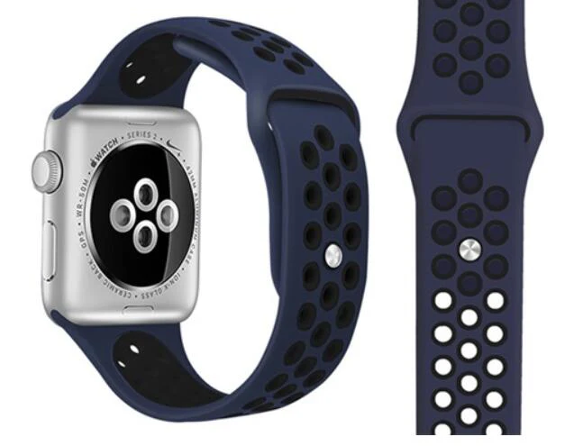 Ремешок для Apple Watch силиконовый ремешок часов серии 5/4/3/2/1 Спортивный Браслет для наручных часов iwatch, браслет 38 мм 40 мм 42 44 мм - Цвет ремешка: midblue black
