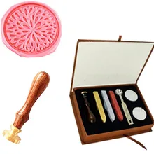 Винтаж причудливый цветок Blossom логотип Аватар свадебное приглашение Воск уплотнительное штамп Щупы для мангала ложка подарочная коробка комплект