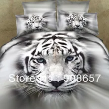 500TC серый животное белый тигр печатных постельных принадлежностей 3D картина маслом одеяло пододеяльник полный размер королева мальчиков постельное белье 4/5 шт