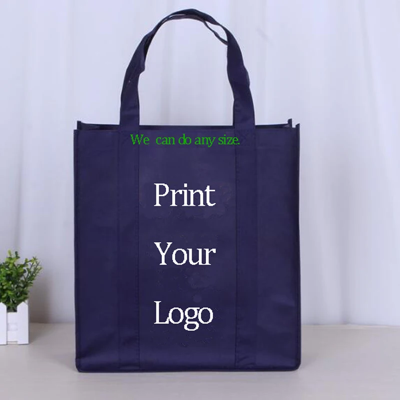 300 шт. сумки для покупок с логотипом Высокое качество логотип сумки нетканые ткани шовные сумки Сумки для покупок